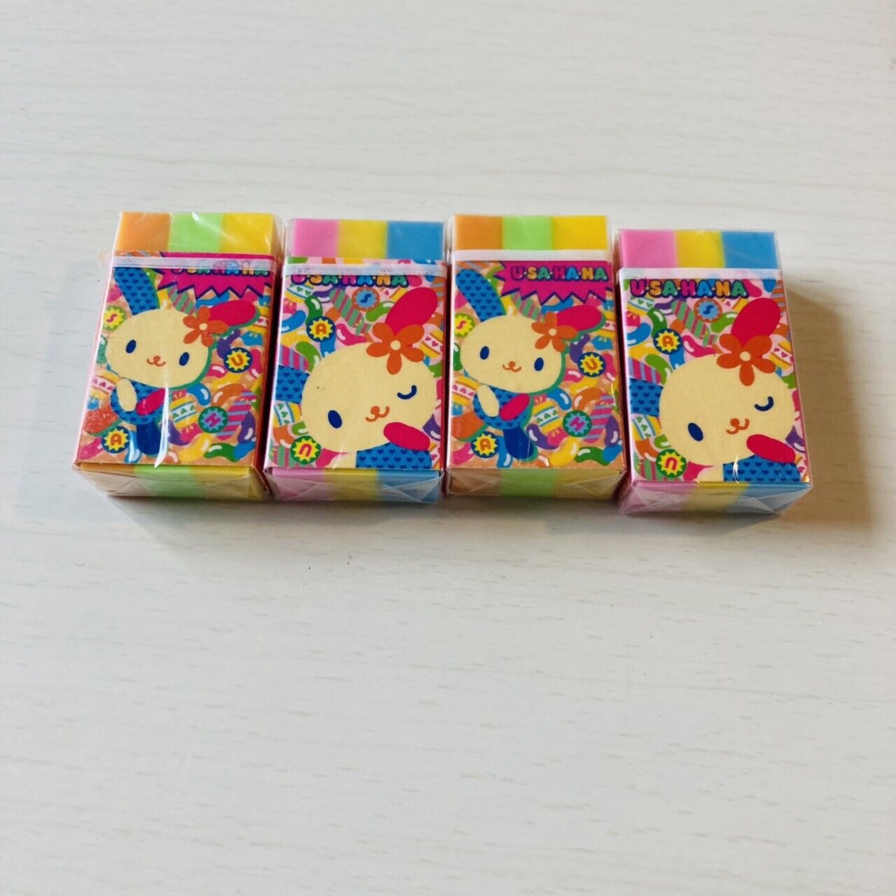 Sanrio Usahana Eraser Rubber Stationery 4 Set Colorful Rabbit Kawaii Character