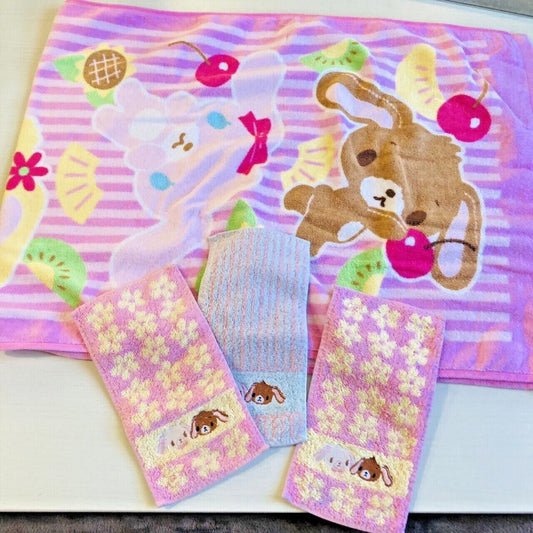 Sanrio Sugar Bunnies Bath Small Towel Set 4 Pink Sugarbunnies Kawaii Character