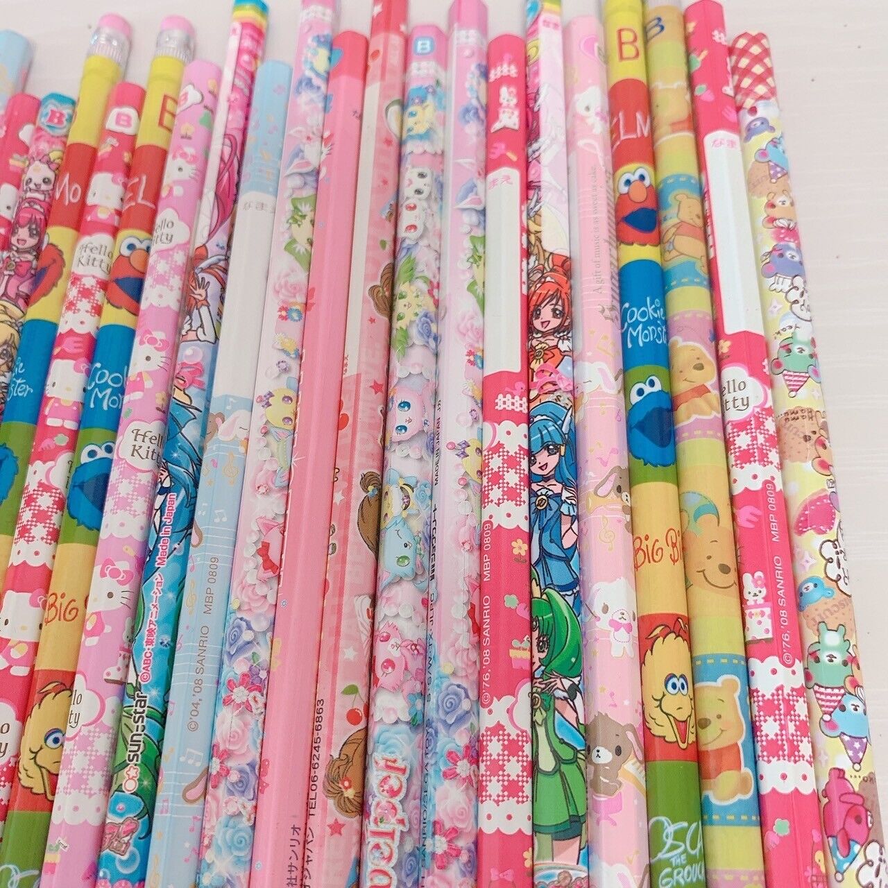 Sanrio Sugarbunnies Kitty Precure Sesame Street Pooh Set 23 Pencils Stationery