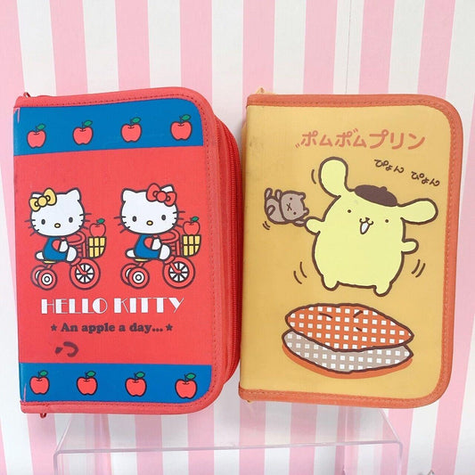 Sanrio Hello Kitty Pompompurin Stationery Case Holder Set 2 Retro Kawaii Rare