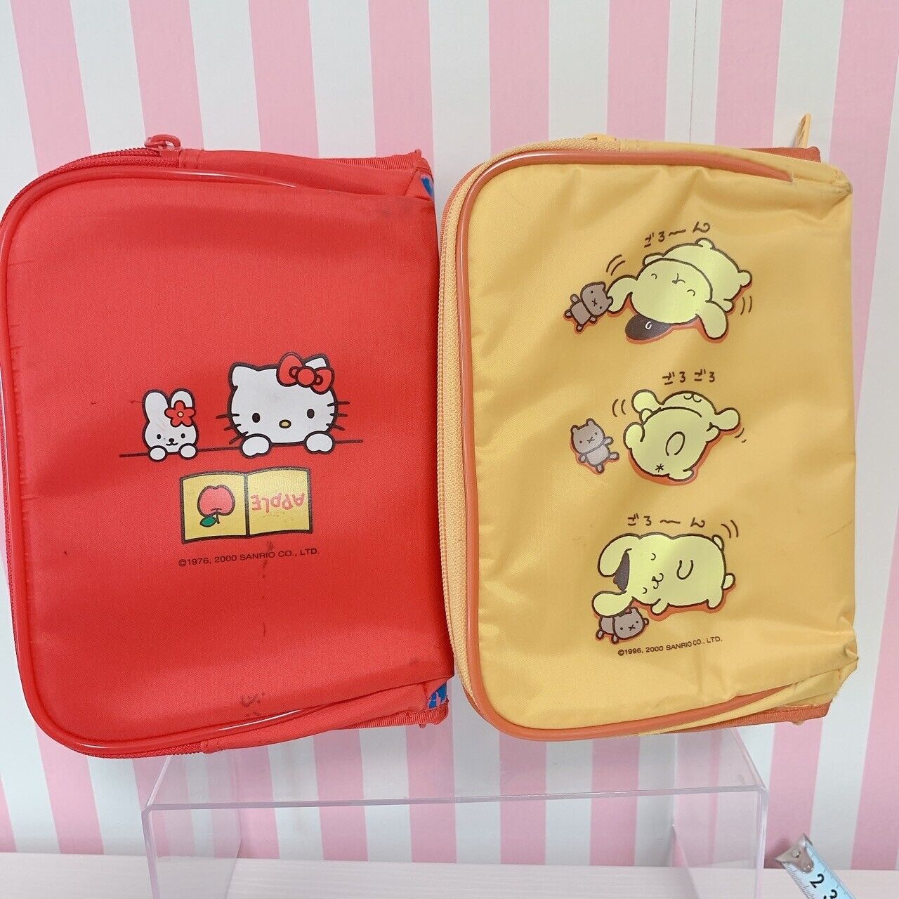 Sanrio Hello Kitty Pompompurin Stationery Case Holder Set 2 Retro Kawaii Rare