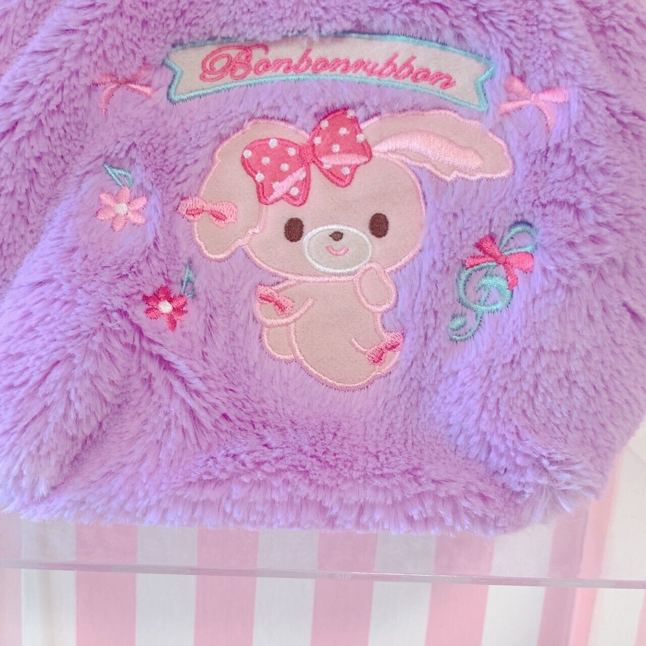 Sanrio Bonbonribbon Mini Tote Bag Purse Ribbon Fluffy Purple Character Kawaii