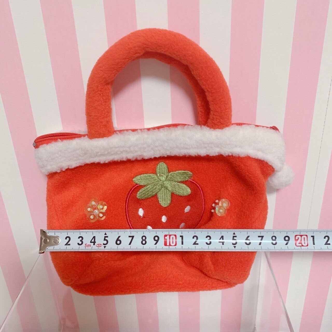 Strawberry Fluffy Mini Tote Bag Purse Handbag Red Kawaii Warm Winter Cute Rare