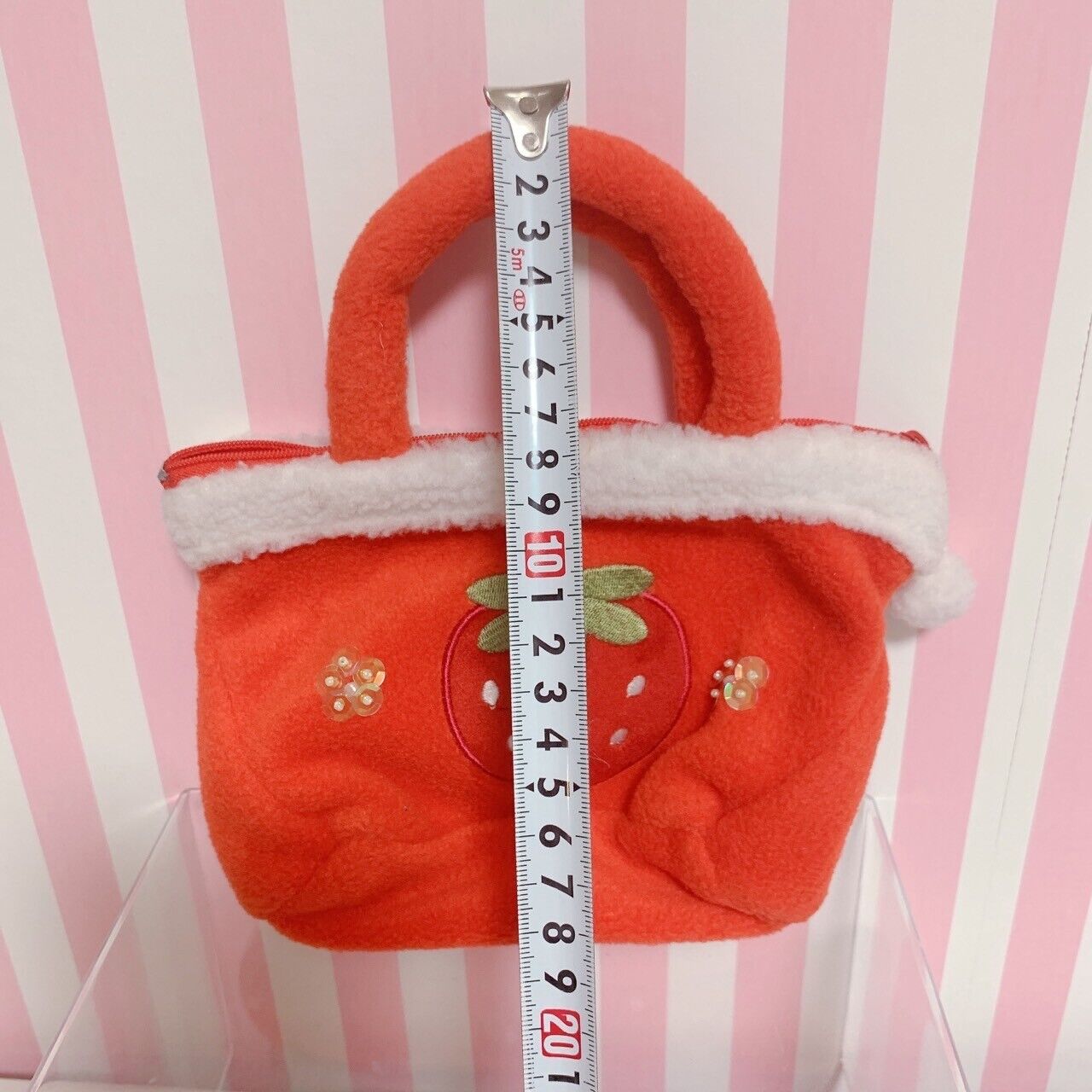 Strawberry Fluffy Mini Tote Bag Purse Handbag Red Kawaii Warm Winter Cute Rare