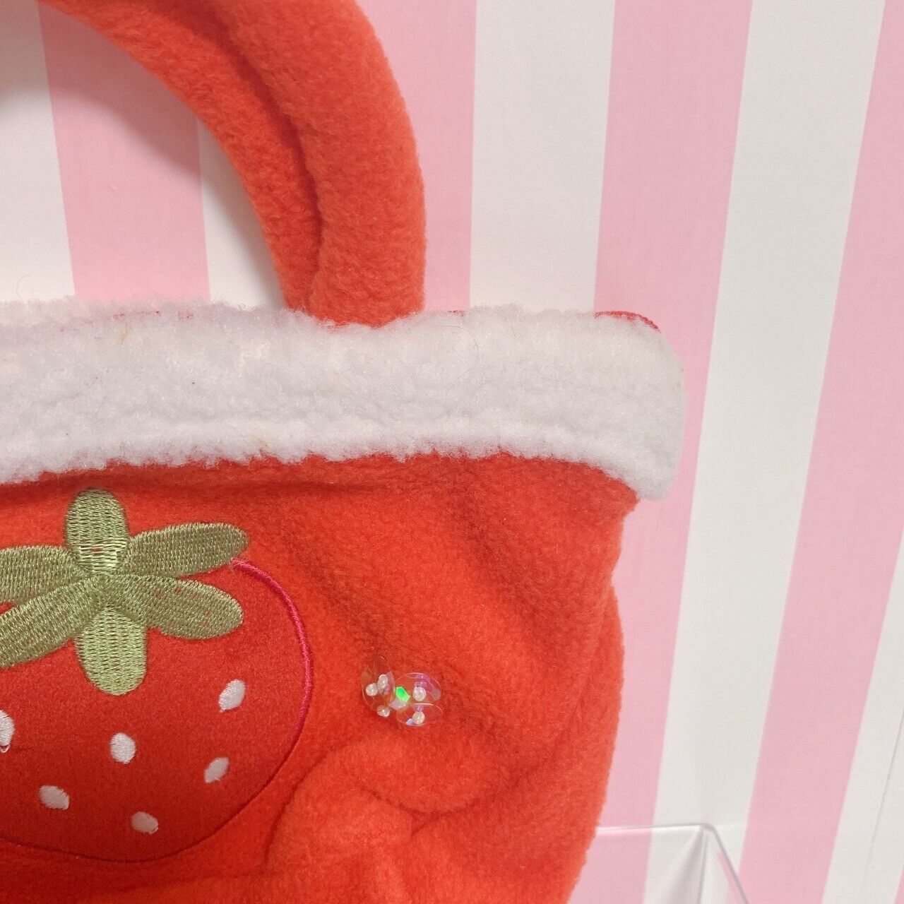 Strawberry Fluffy Mini Tote Bag Purse Handbag Red Kawaii Warm Winter Cute Rare