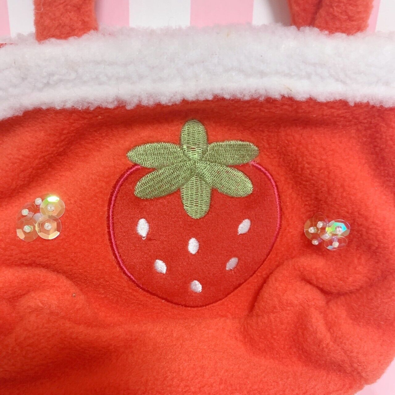 Strawberry Fluffy Mini Tote Bag Purse Handbag Red Kawaii Warm Winter Cute Rare