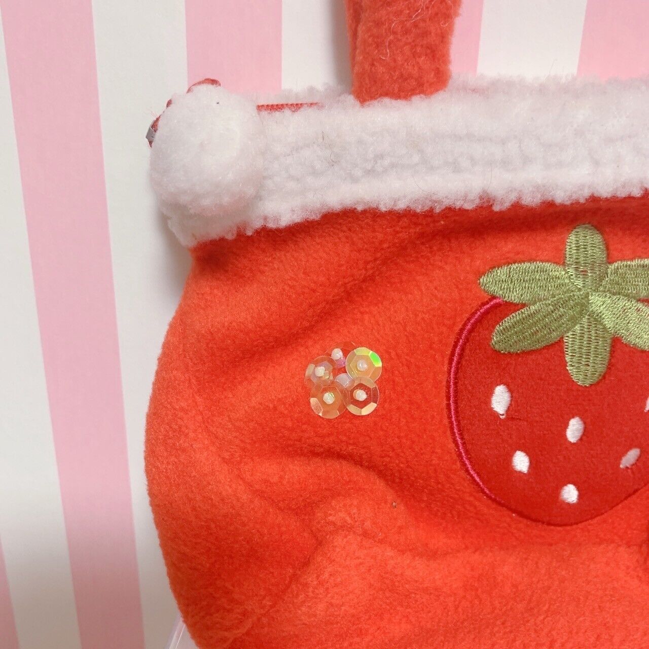 Strawberry Fluffy Mini Tote Bag Purse Handbag Red Kawaii Warm Winter Cute Rare