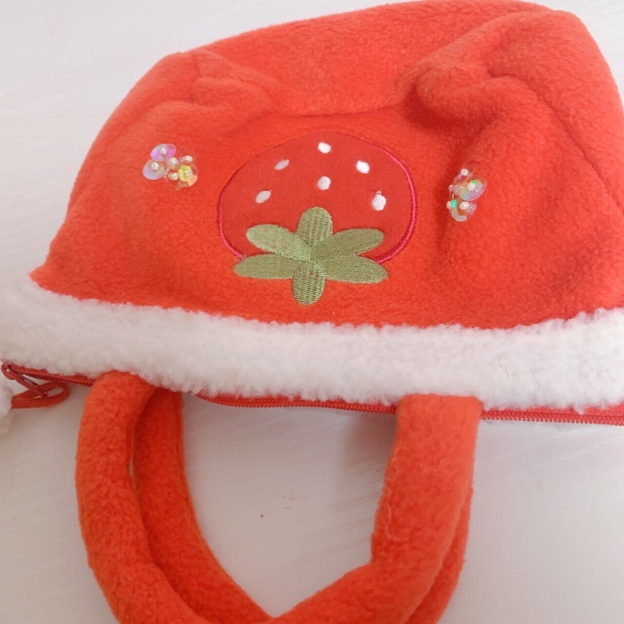 Strawberry Fluffy Mini Tote Bag Purse Handbag Red Kawaii Warm Winter Cute Rare