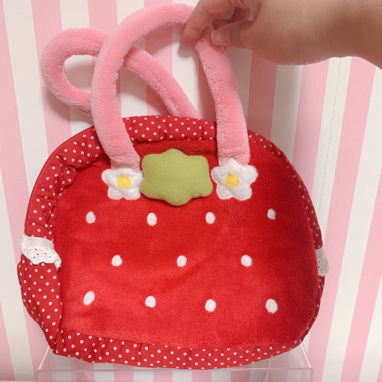 Mother Garden Mini Bag fluffy Red Strawberry Lace Dot Kawaii Cute Warm Rare