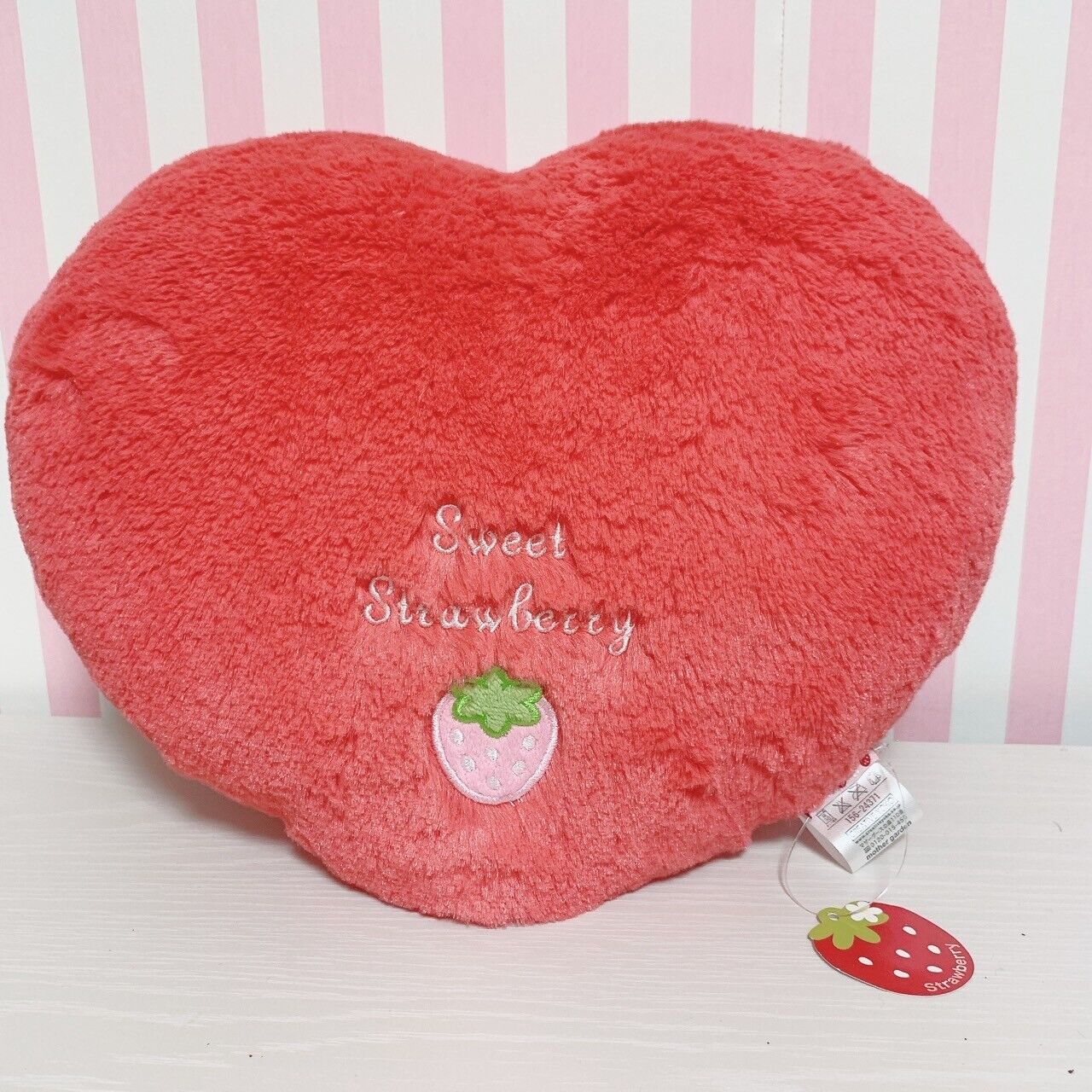 Mother Garden Strawberry Cushion Red Pink Heart Pillow Soft and Fluffy Cute Rare