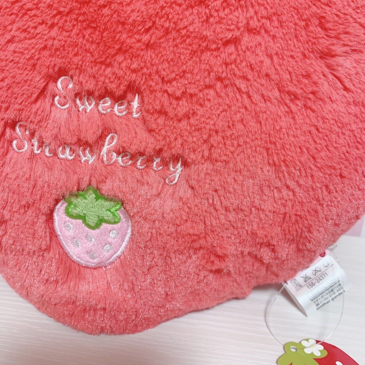 Mother Garden Strawberry Cushion Red Pink Heart Pillow Soft and Fluffy Cute Rare