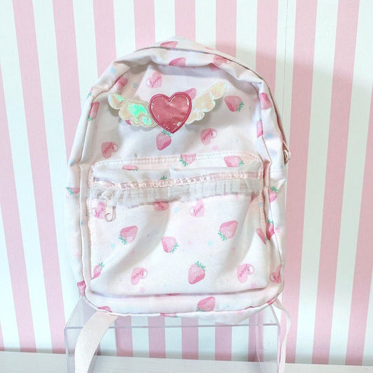 Swimmer swimmer strawberry heart Rucksack Bag Backpack Kids Pink Lace Wings Rare