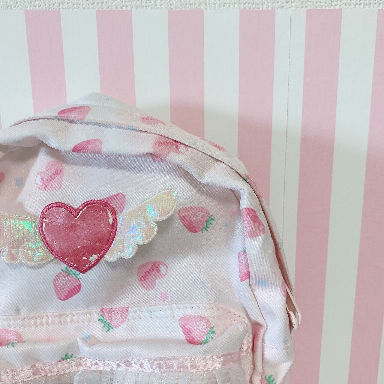 Swimmer swimmer strawberry heart Rucksack Bag Backpack Kids Pink Lace Wings Rare