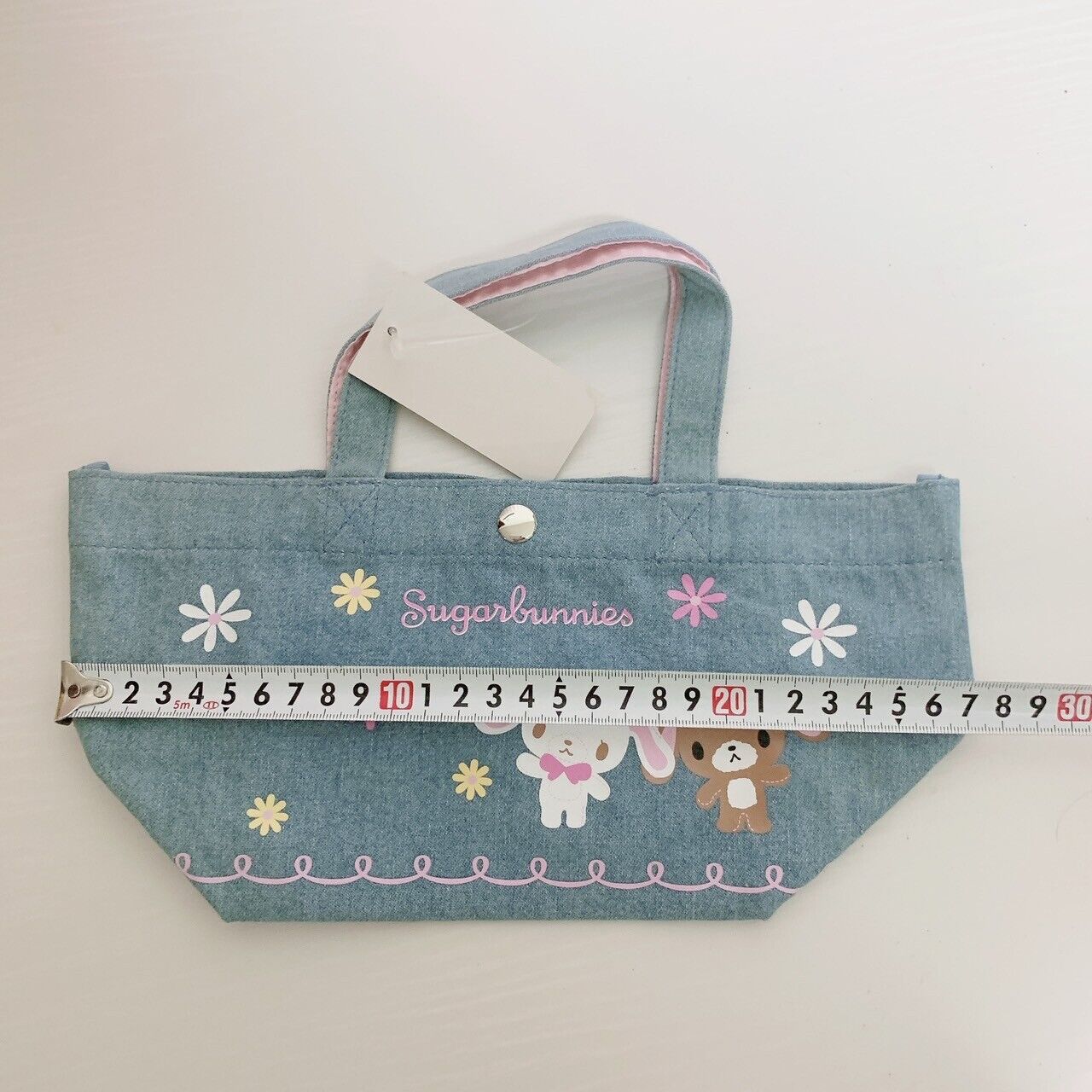 Sanrio Sugar Bunnies Tote Bag Shirousa Kurousa Denim Character Flower Mini Cute