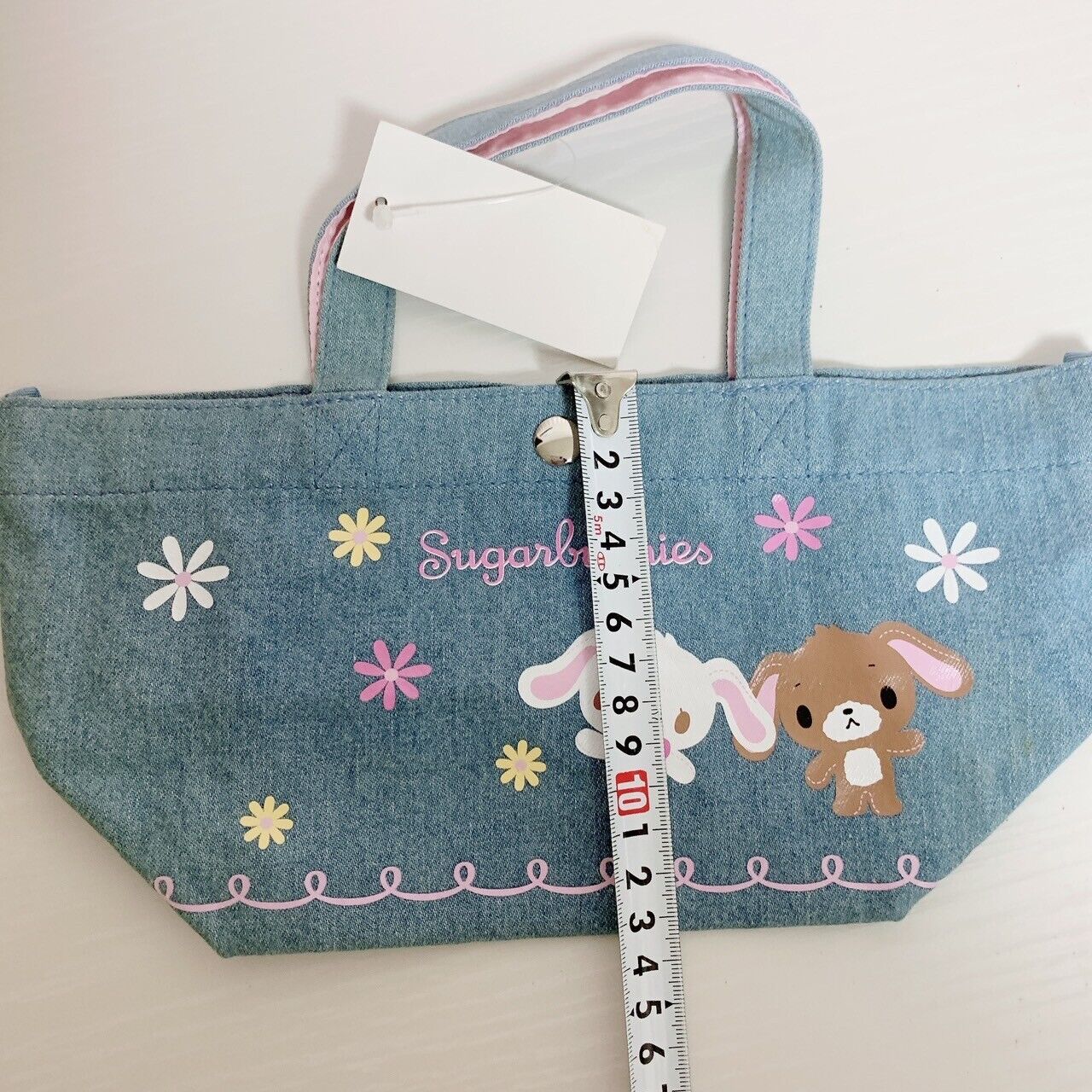 Sanrio Sugar Bunnies Tote Bag Shirousa Kurousa Denim Character Flower Mini Cute