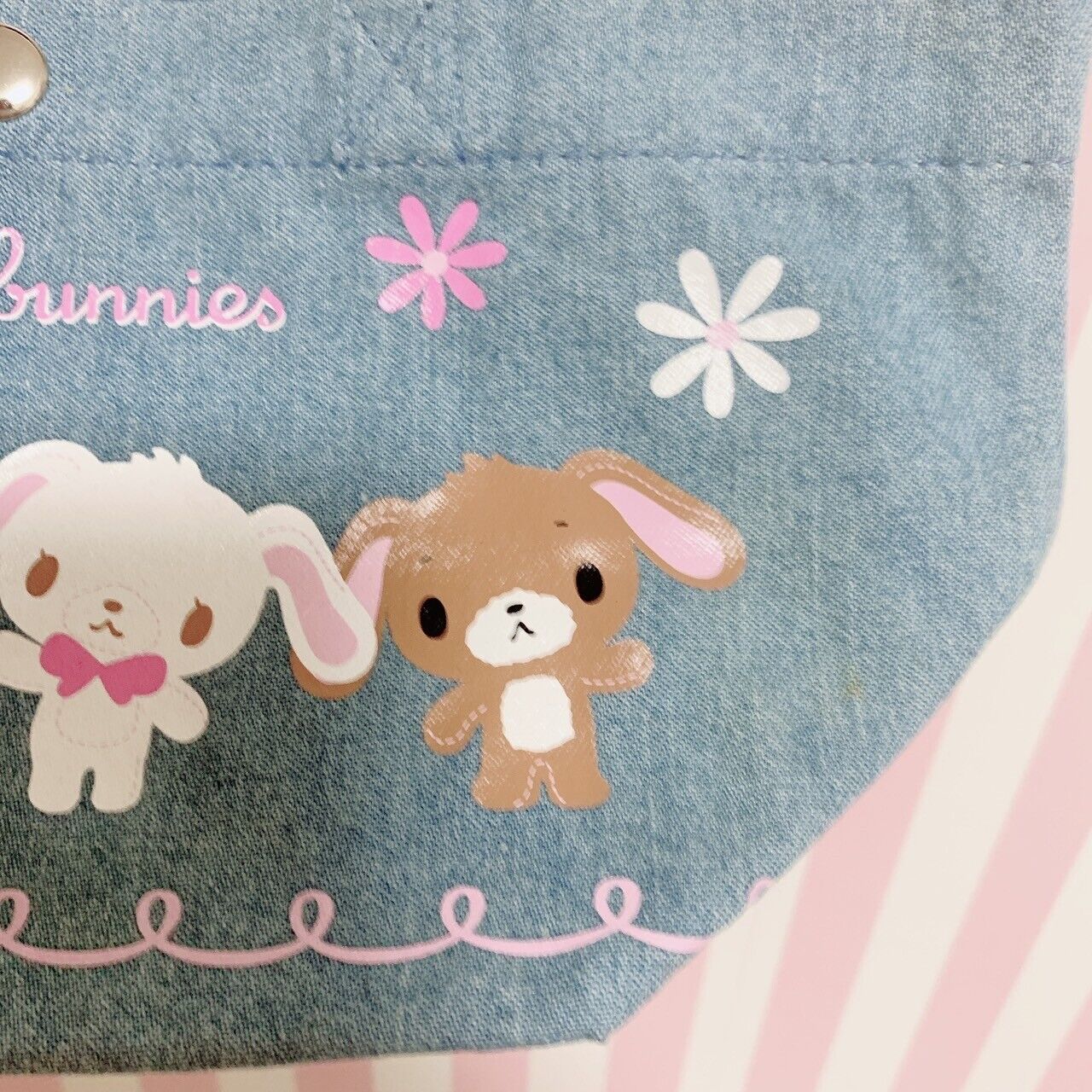 Sanrio Sugar Bunnies Tote Bag Shirousa Kurousa Denim Character Flower Mini Cute