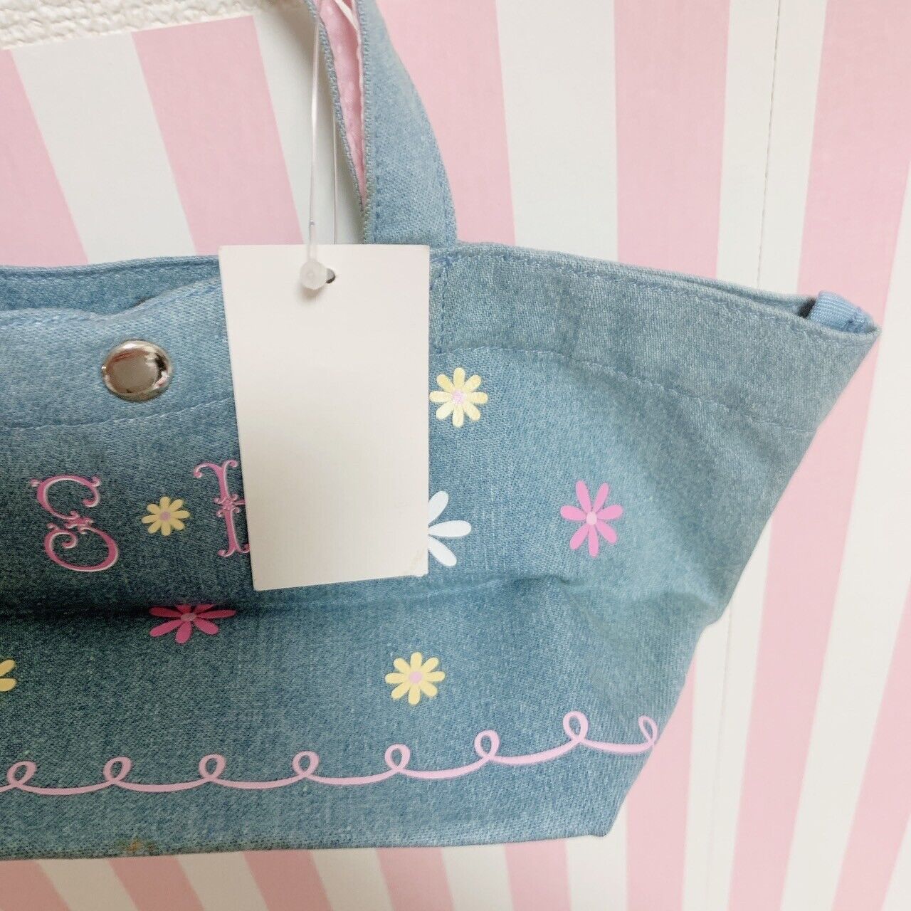 Sanrio Sugar Bunnies Tote Bag Shirousa Kurousa Denim Character Flower Mini Cute