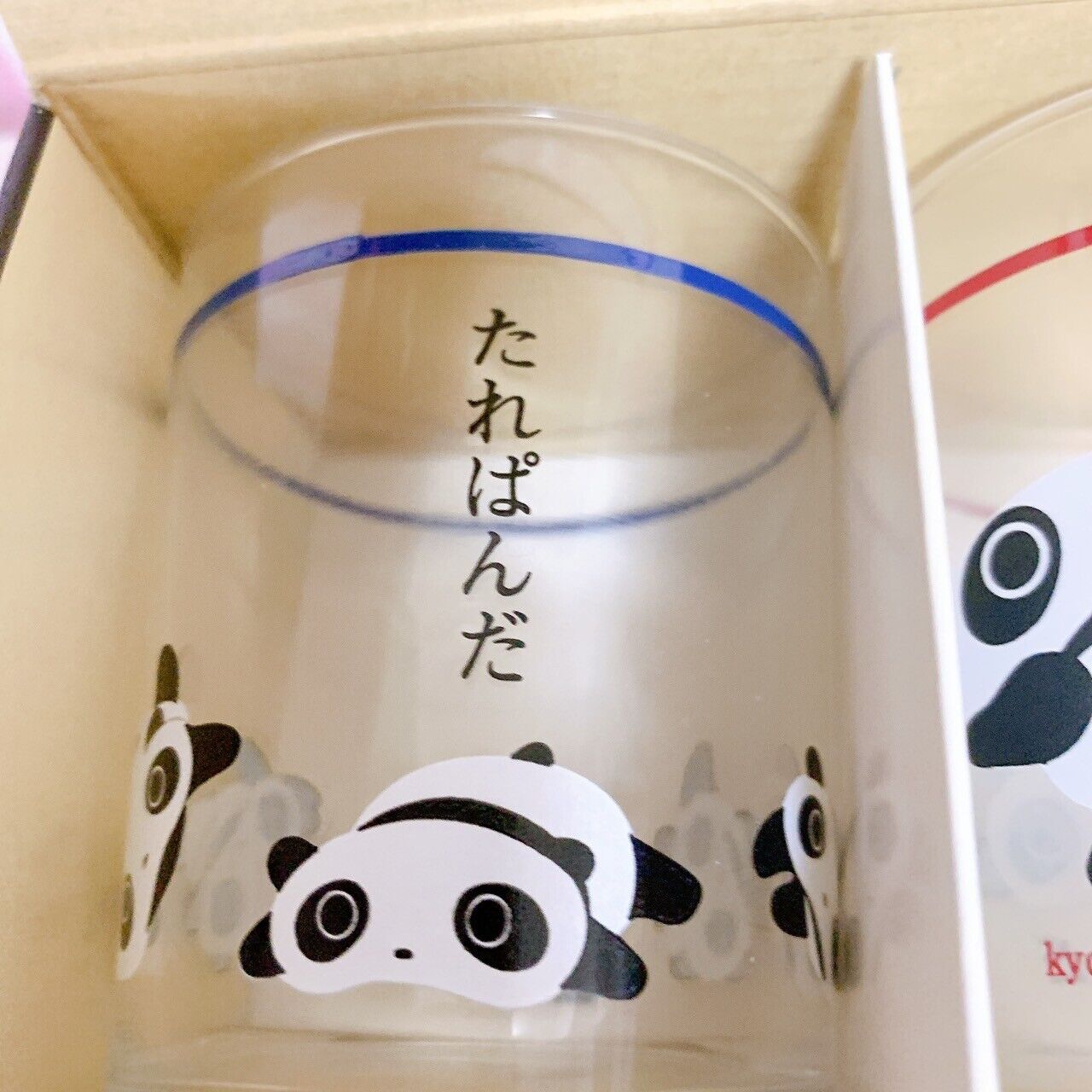 Tarepanda San-X Cups Pair Glasses Red Blue Glassware Set Panda Kawaii Characters