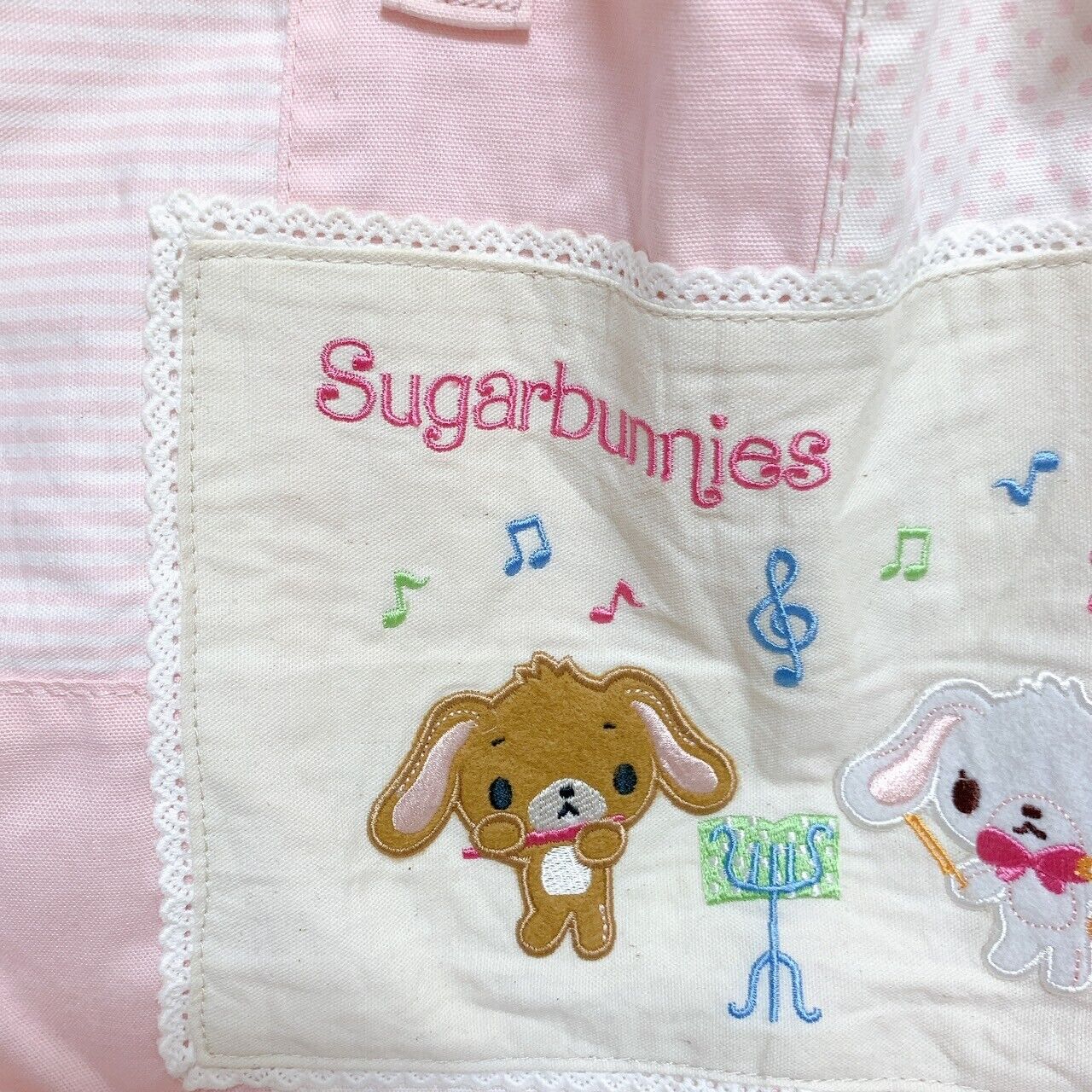 Sanrio Sugar Bunnies Lesson Bag Shirousa Kurousa School Kids Pink Embroidery