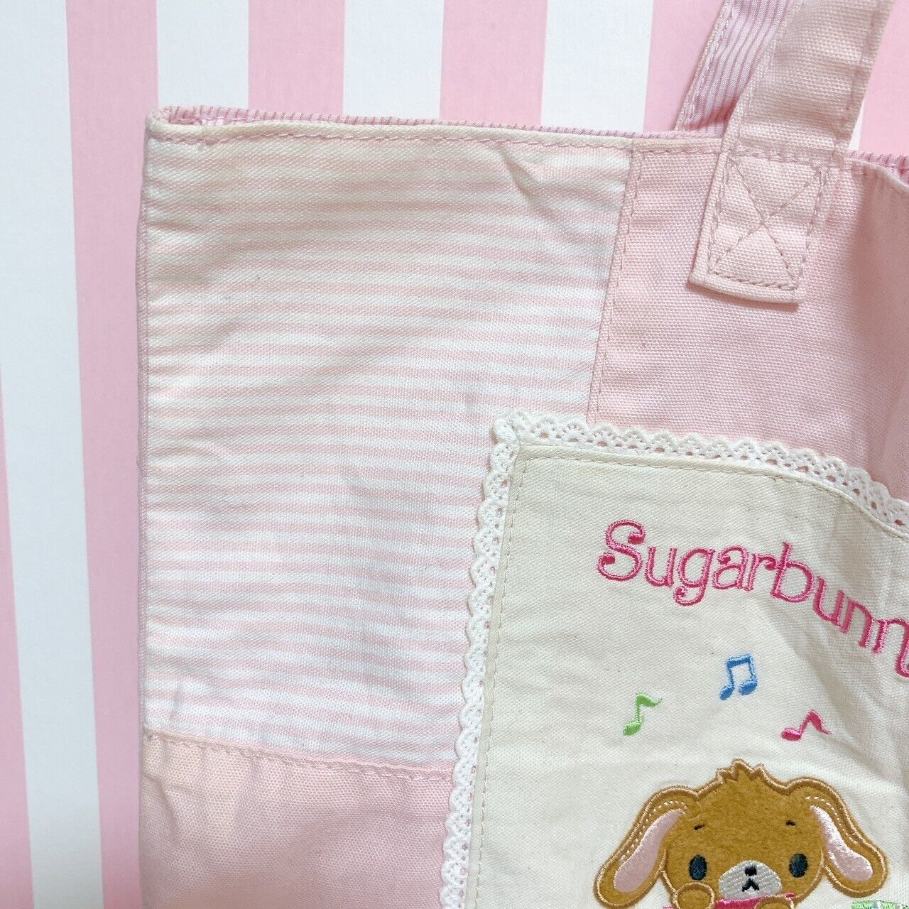 Sanrio Sugar Bunnies Lesson Bag Shirousa Kurousa School Kids Pink Embroidery