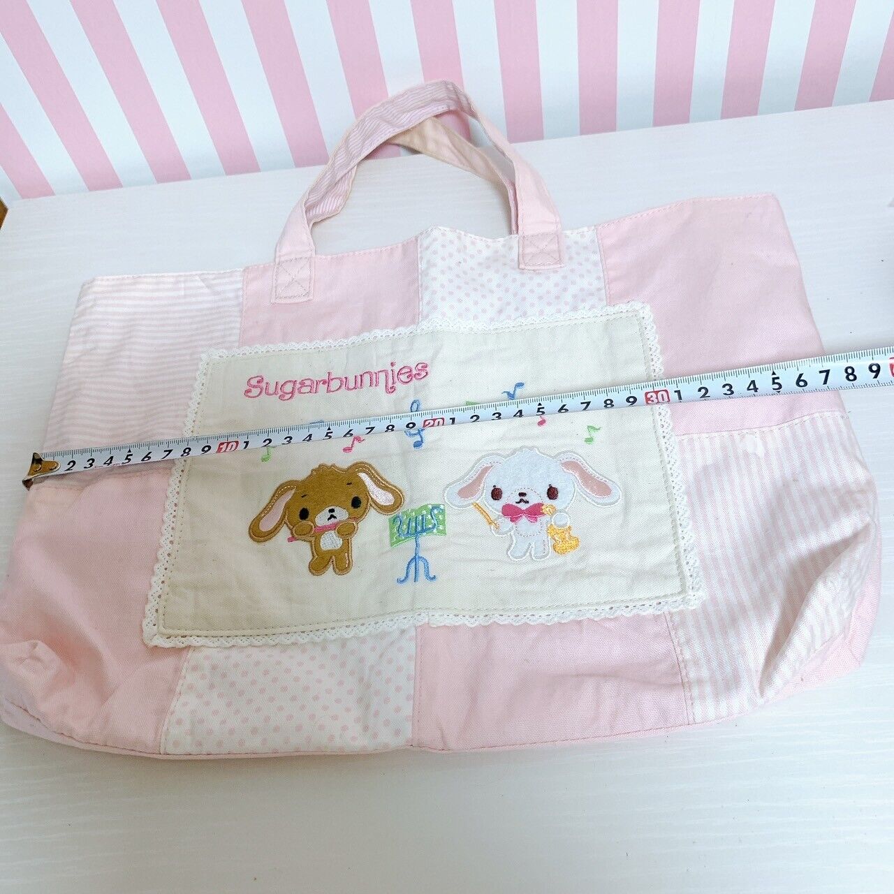 Sanrio Sugar Bunnies Lesson Bag Shirousa Kurousa School Kids Pink Embroidery