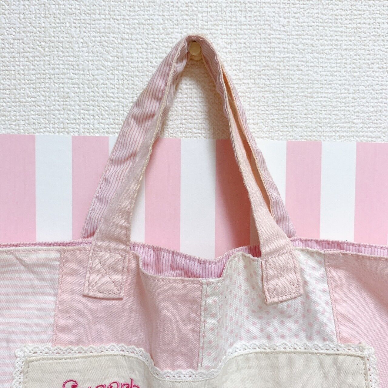 Sanrio Sugar Bunnies Lesson Bag Shirousa Kurousa School Kids Pink Embroidery