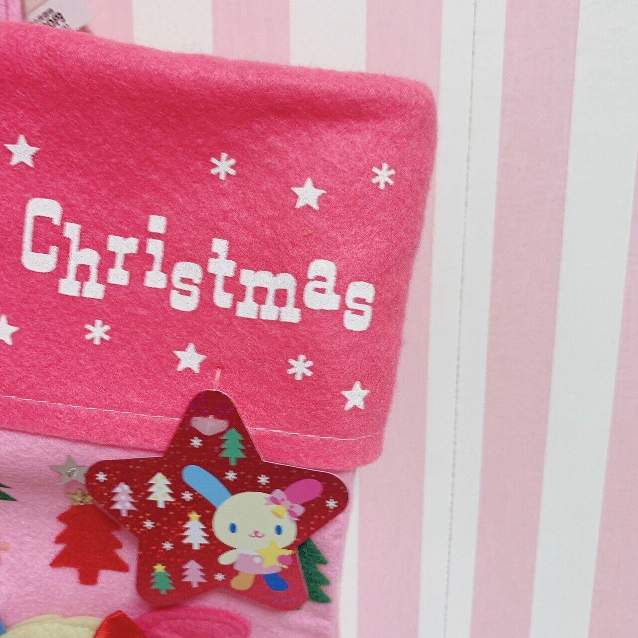 Sanrio Usahana Christmas Stocking Socks Xmas Leather Pink Tree Star Character