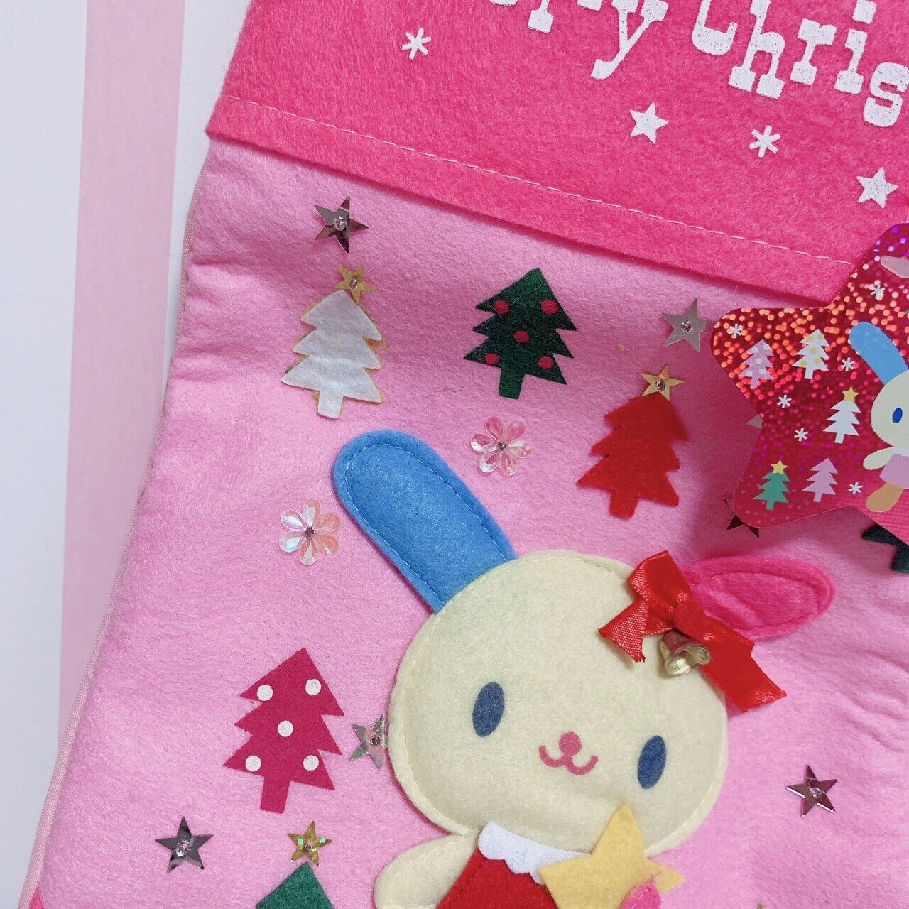 Sanrio Usahana Christmas Stocking Socks Xmas Leather Pink Tree Star Character