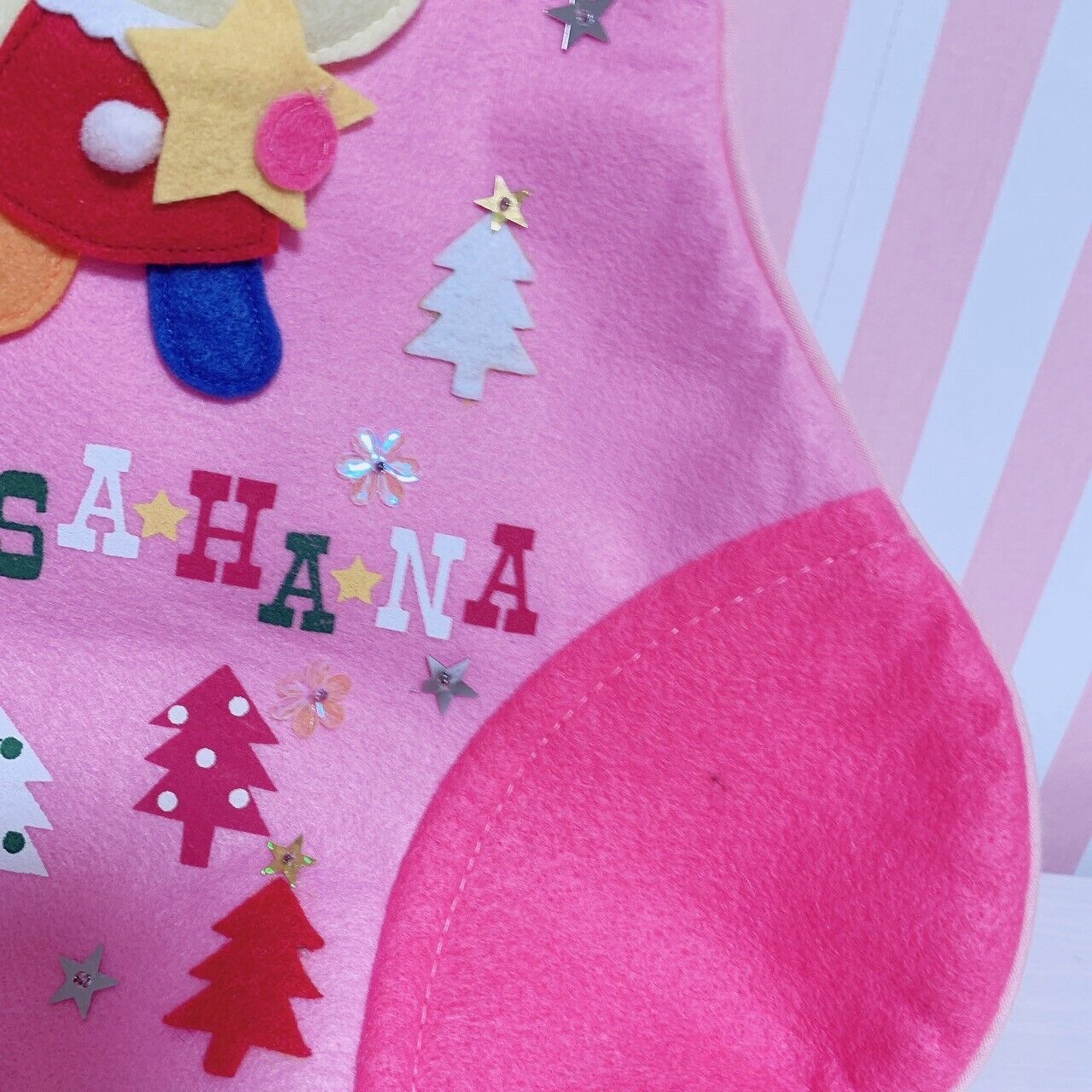 Sanrio Usahana Christmas Stocking Socks Xmas Leather Pink Tree Star Character