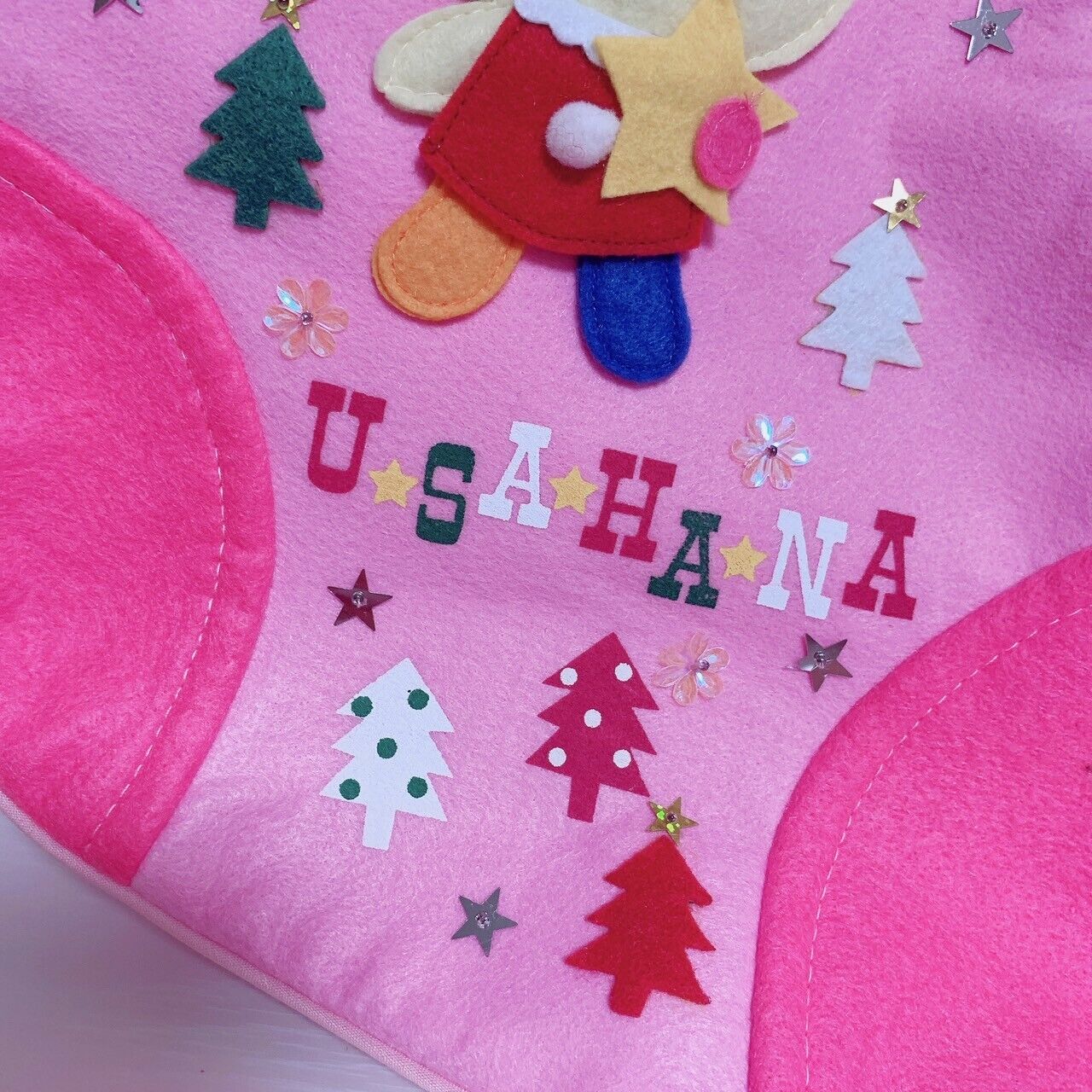 Sanrio Usahana Christmas Stocking Socks Xmas Leather Pink Tree Star Character