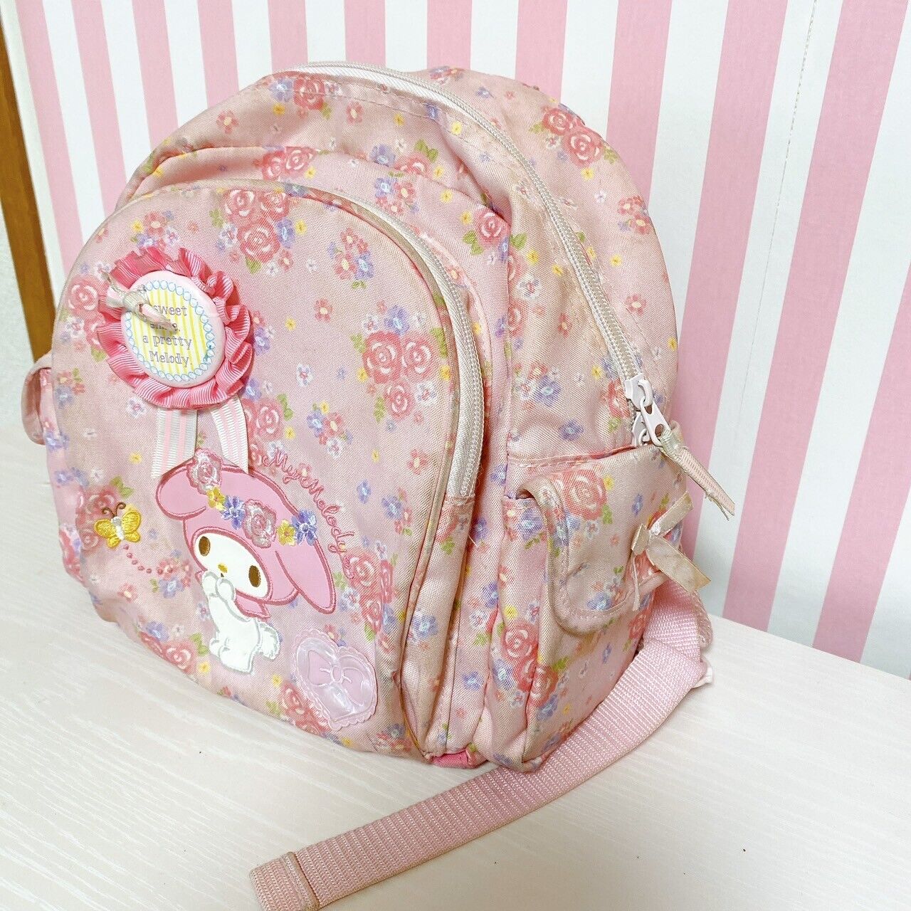 Sanrio My Melody Backpack School Bag Rosette Pink Rose Ribbon Characters Kawaii