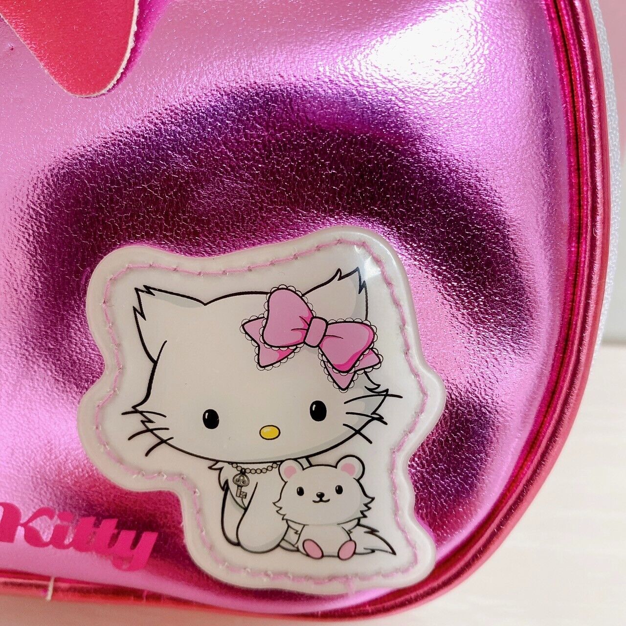 Sanrio Charmmy Charmy Kitty Hand Bag Pouch Semicircular Ribbon Pink Character