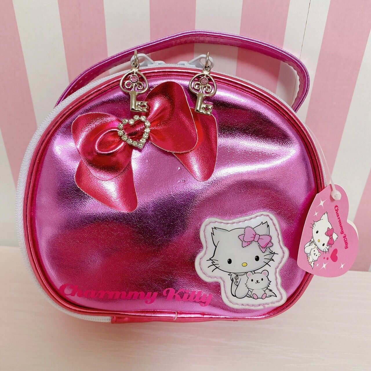 Sanrio Charmmy Charmy Kitty Hand Bag Pouch Semicircular Ribbon Pink Character