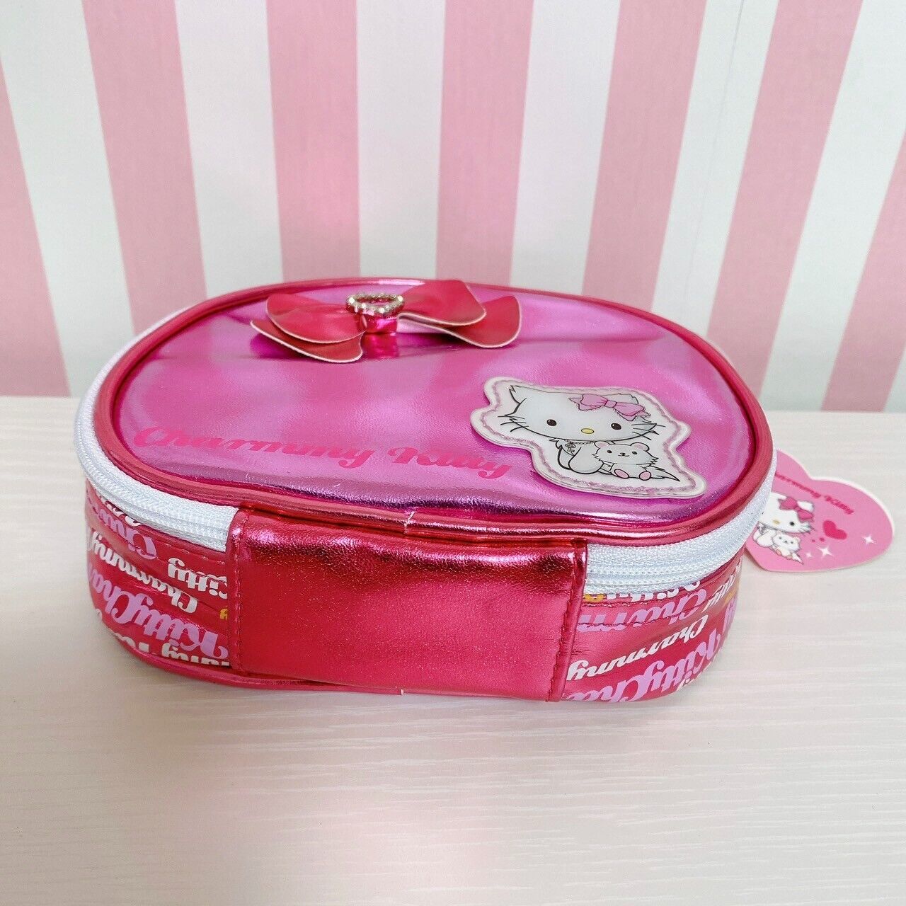 Sanrio Charmmy Charmy Kitty Hand Bag Pouch Semicircular Ribbon Pink Character