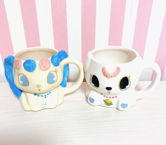 Sanrio Jewelpet Mug Cup White 2 Set Saphie Lapla Characters Cute Kawaii Rare