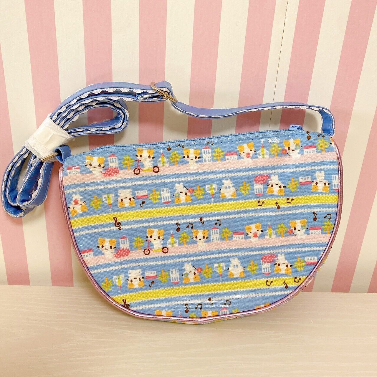 Sanrio Masyumaro Fluffy Fuwa Nyanko Marshmallow Shoulder Bag Blue Character Rare