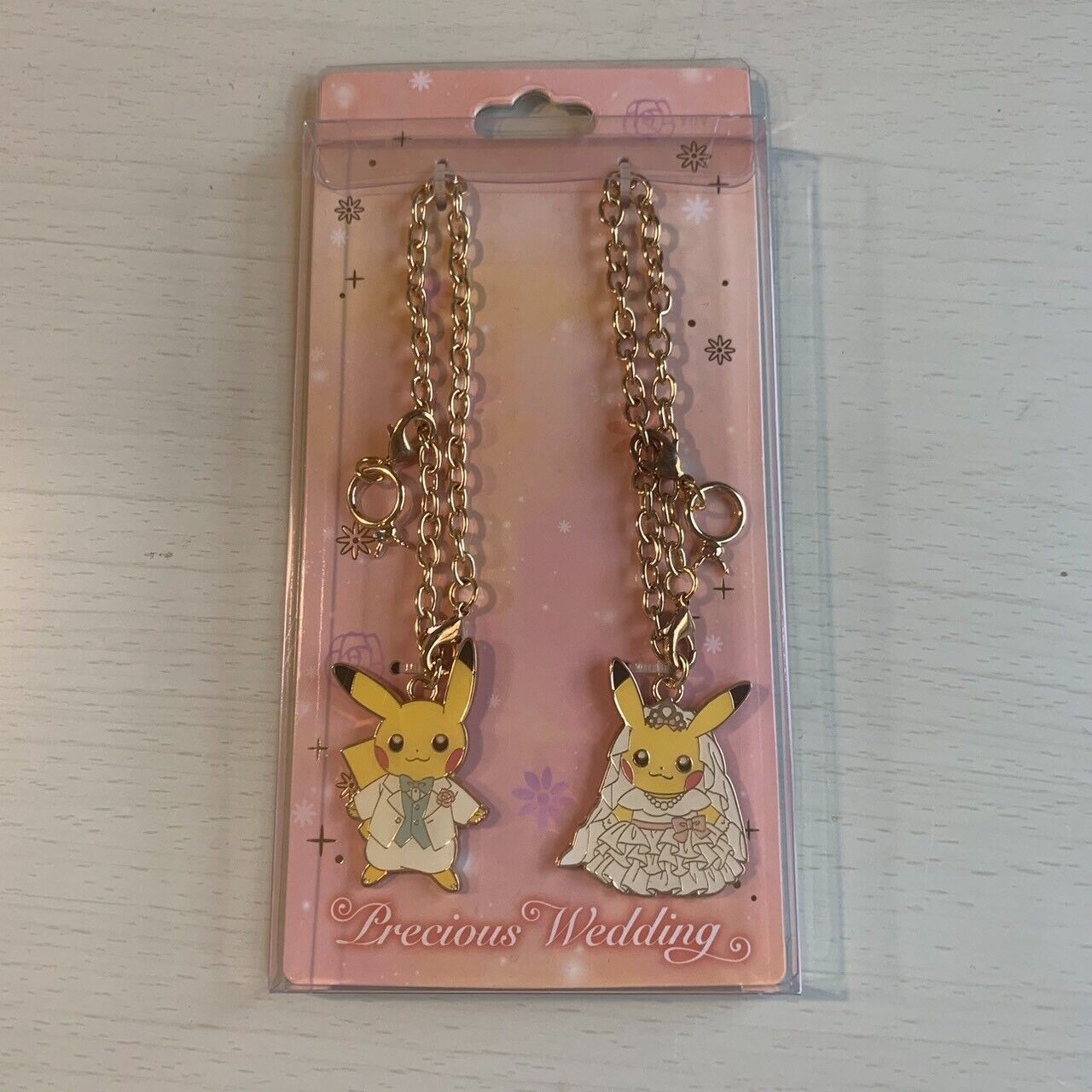 Pokémon Center Pikachu Wedding Pair Charm Keyring Chain Set 2018 Game Character