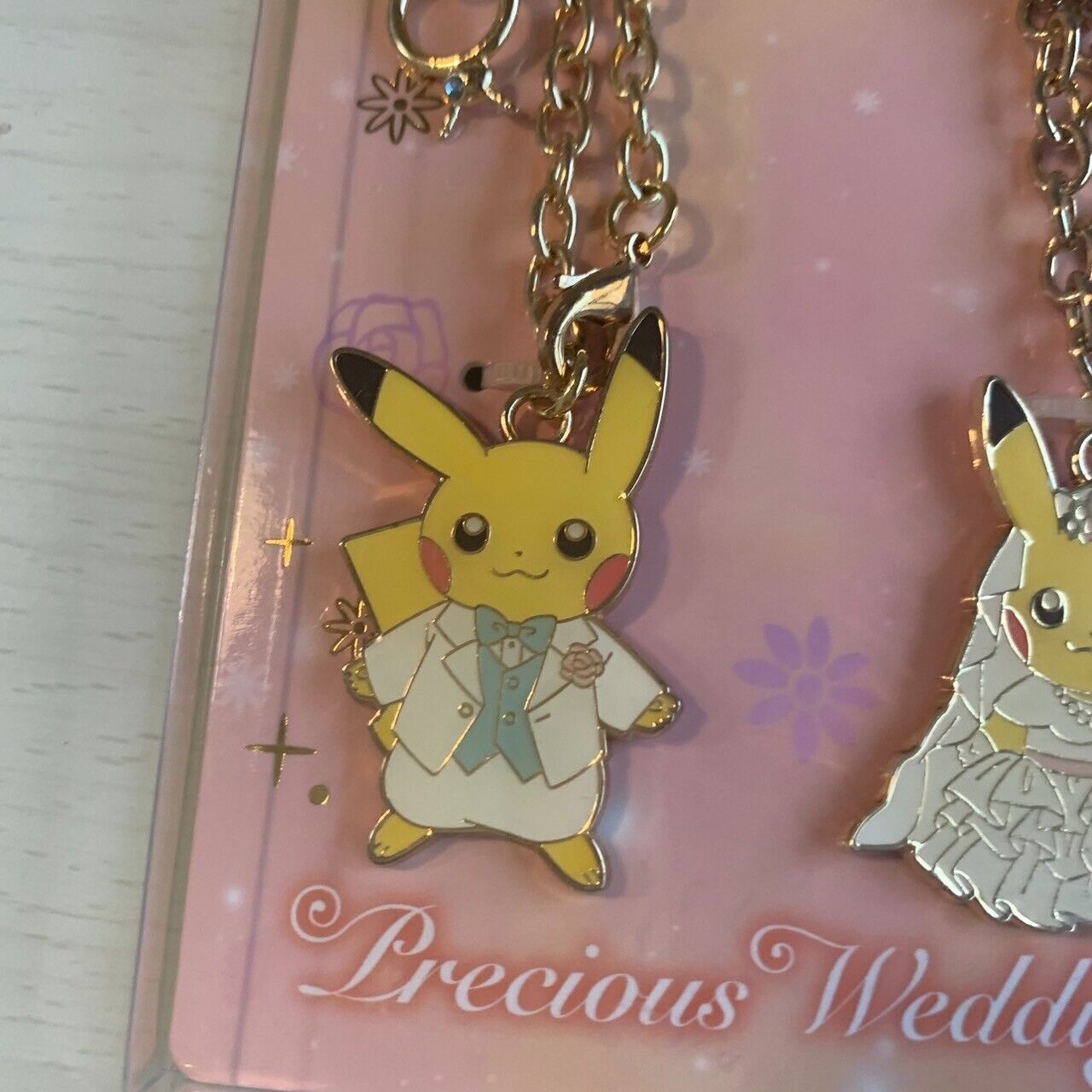 Pokémon Center Pikachu Wedding Pair Charm Keyring Chain Set 2018 Game Character