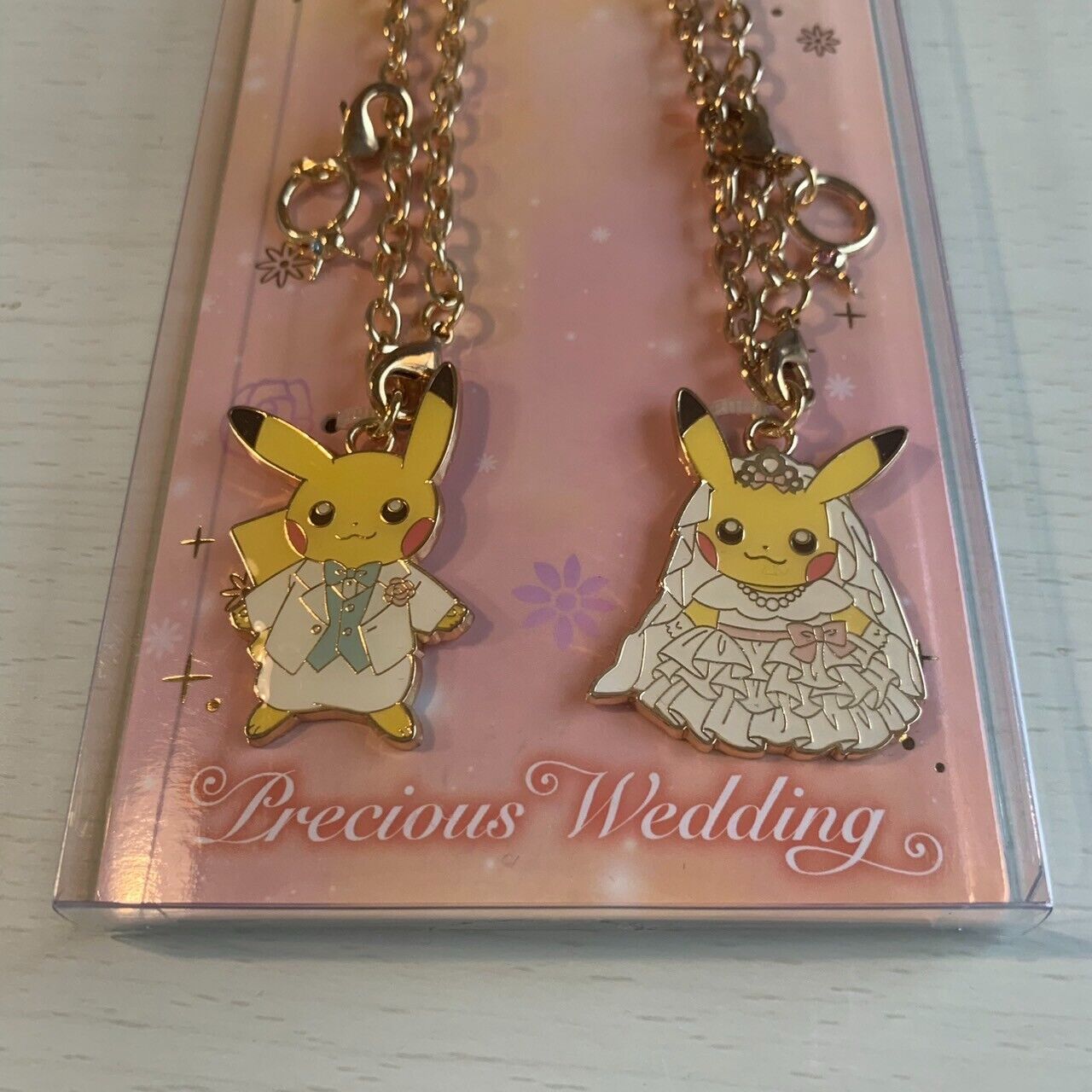 Pokémon Center Pikachu Wedding Pair Charm Keyring Chain Set 2018 Game Character