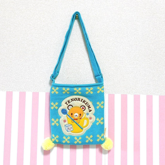 Sanrio Tenorikuma Shoulder Bag Pochette Knitted Light Blue Character Kawaii Rare