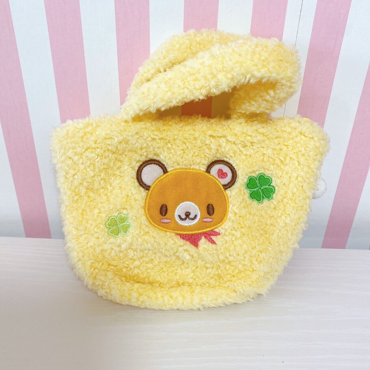 Sanrio Tenorikuma Hand Tote Bag Small Yellow Fluffy Cute Kawaii Characters Rare