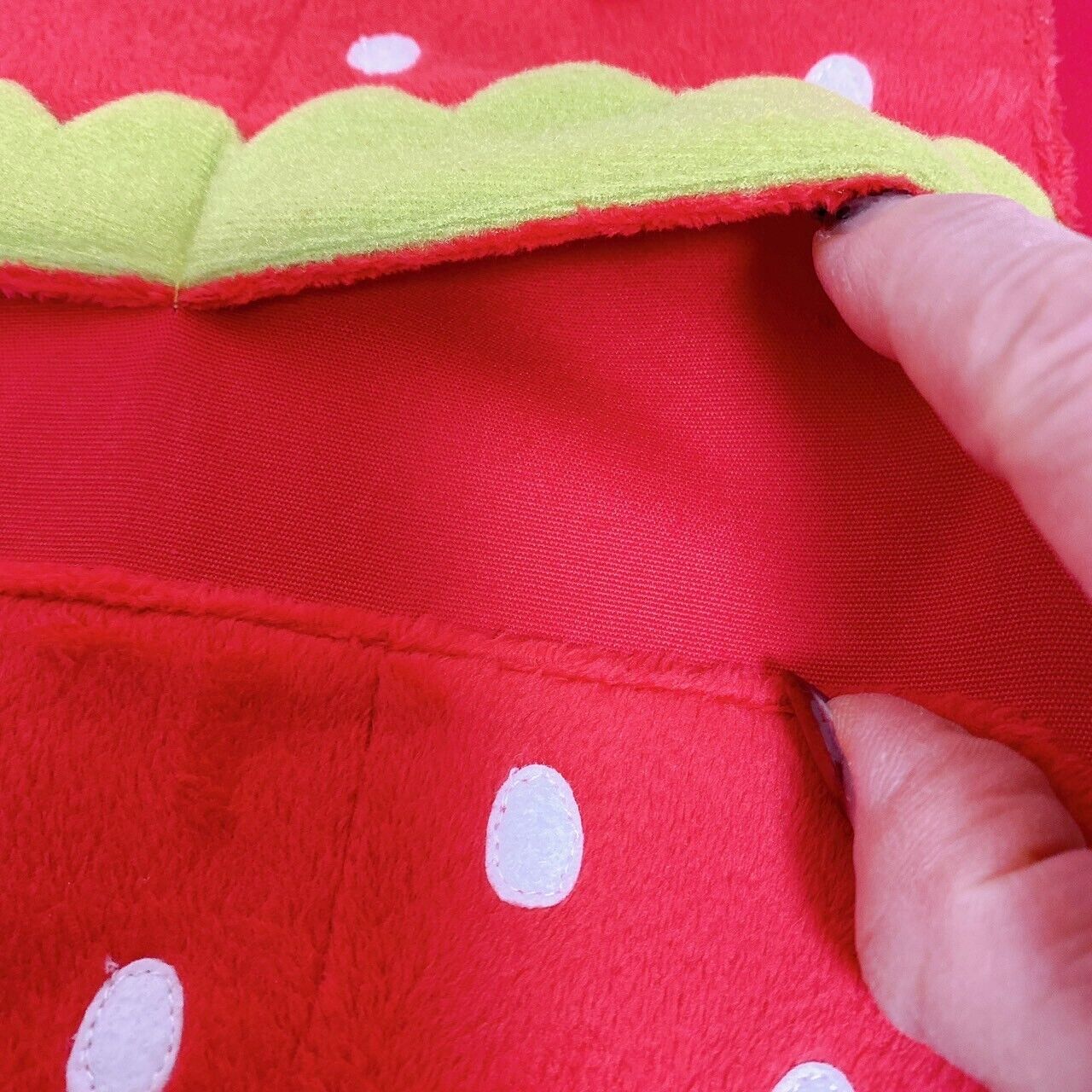 Mother Garde Strawberry Back Seat Pocket Soft Storage Red Flower Kawaii Rare