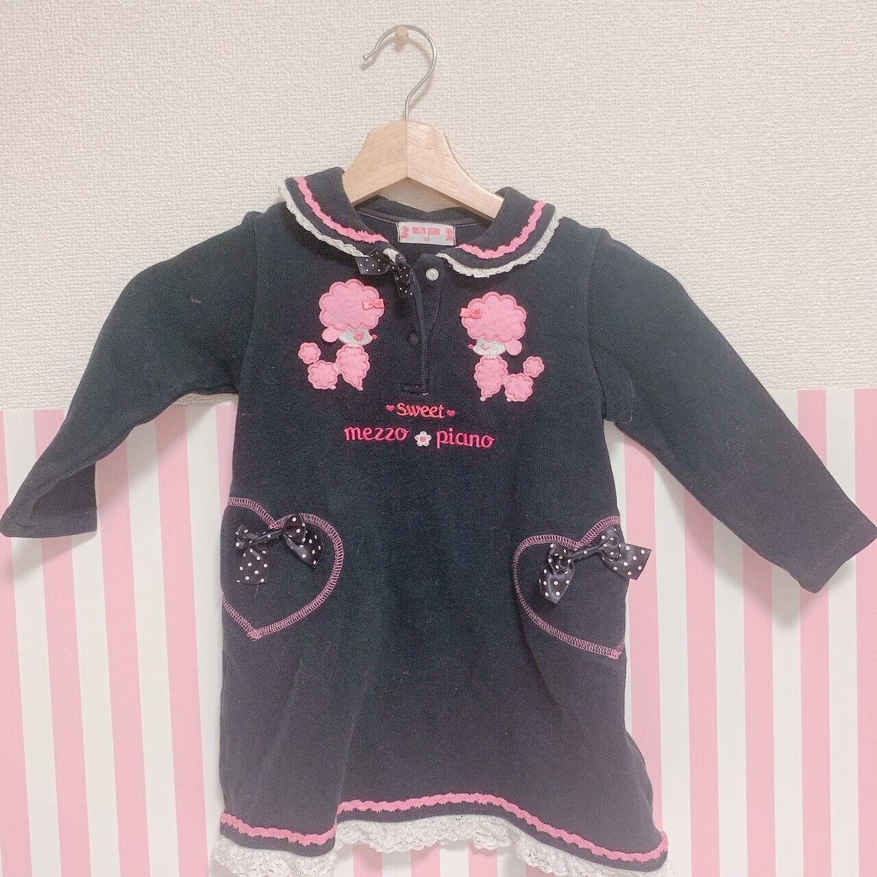 Mezzo Piano Dress Black Poodle 100 Ribbon Sweet Heart Lace Kawaii Character Rare