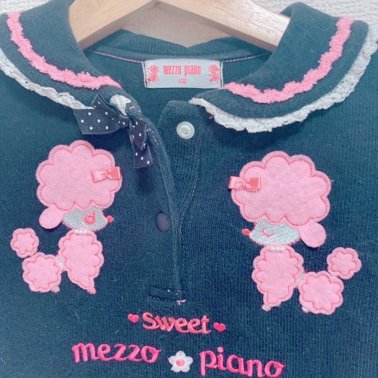 Mezzo Piano Dress Black Poodle 100 Ribbon Sweet Heart Lace Kawaii Character Rare