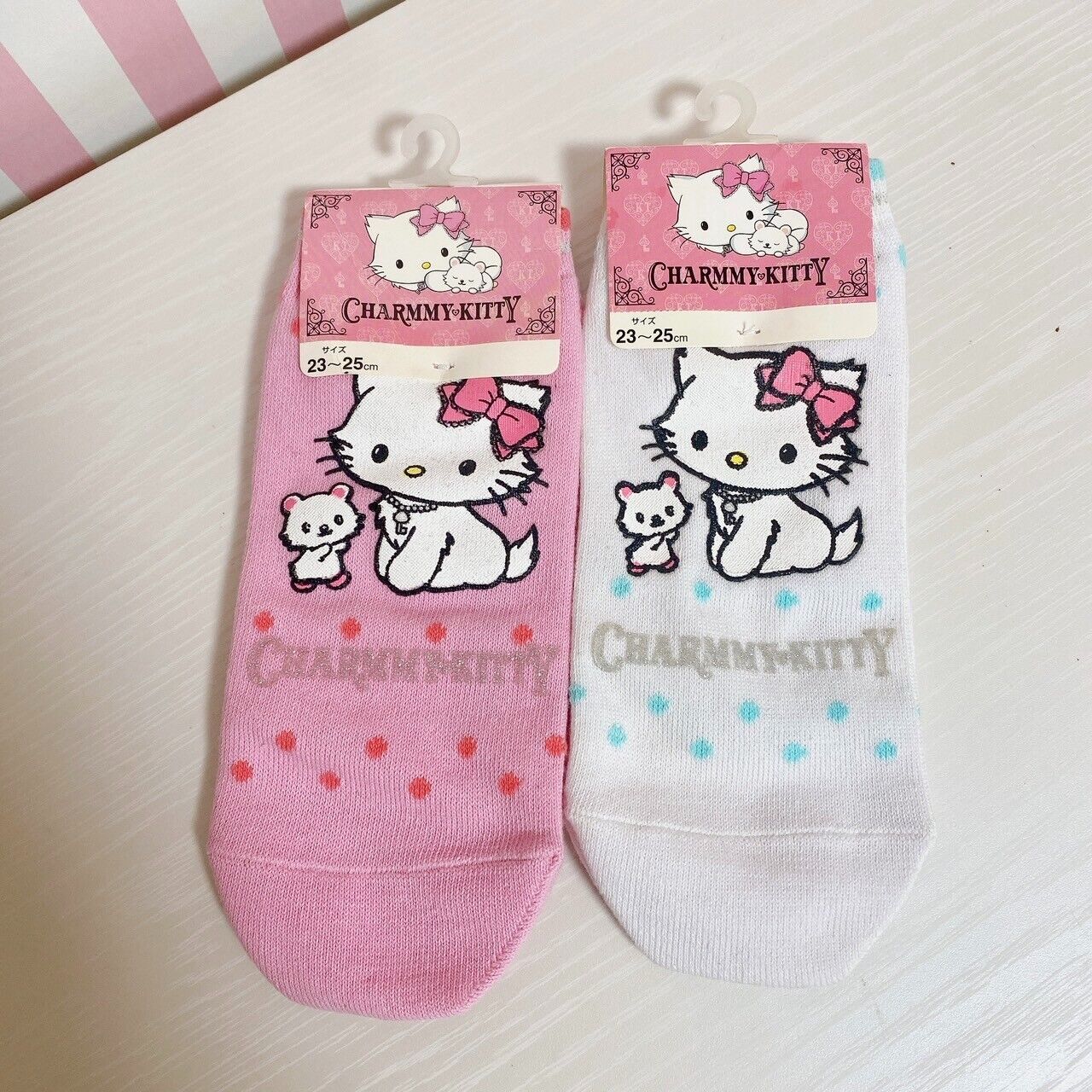 Sanrio Charmmy Charmy Kitty Socks Two-Pair Set Pink White Adults Cute Character