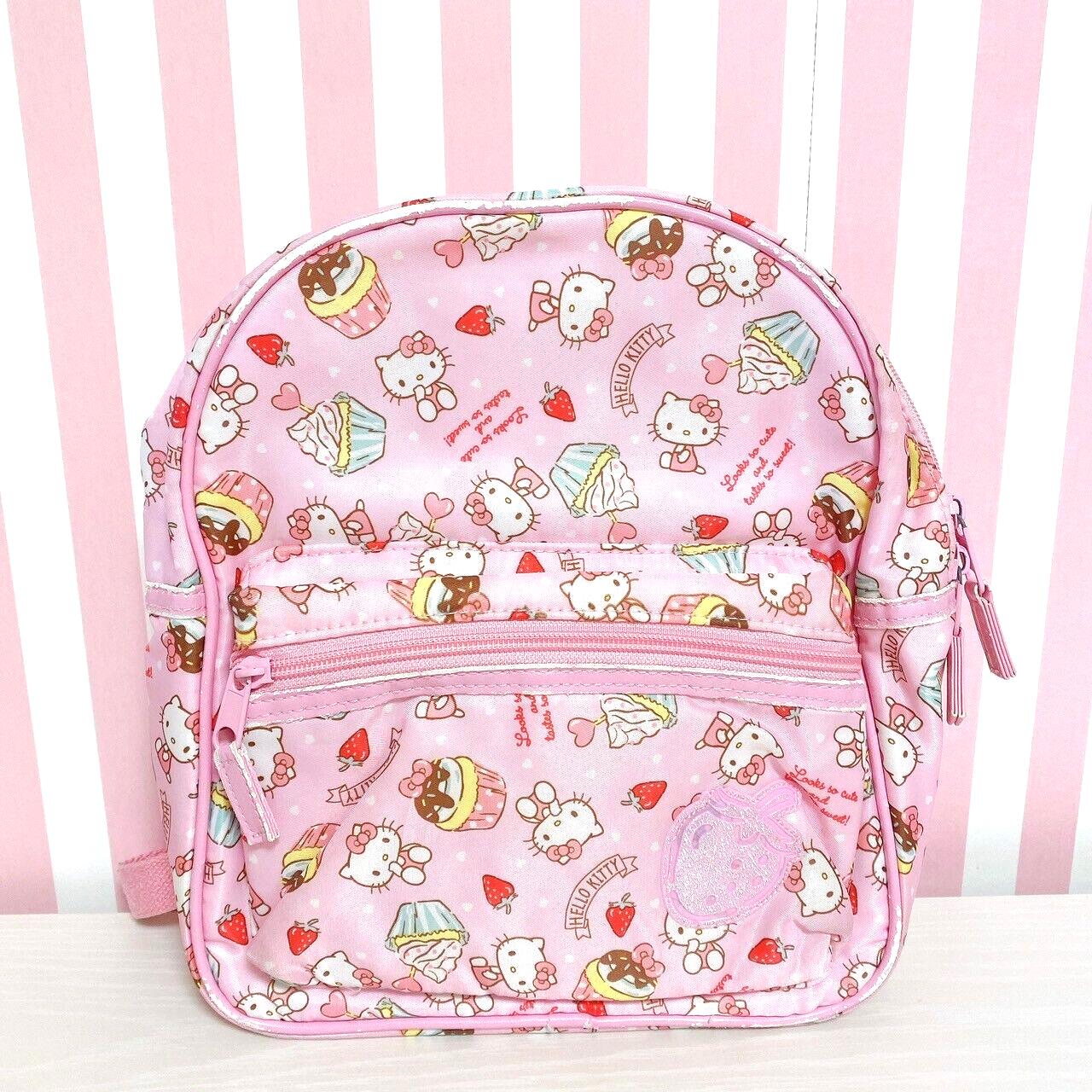 Sanrio Hello Kitty Backpack Rucksack Bag Pink Cupcake Strawberry Character Rare