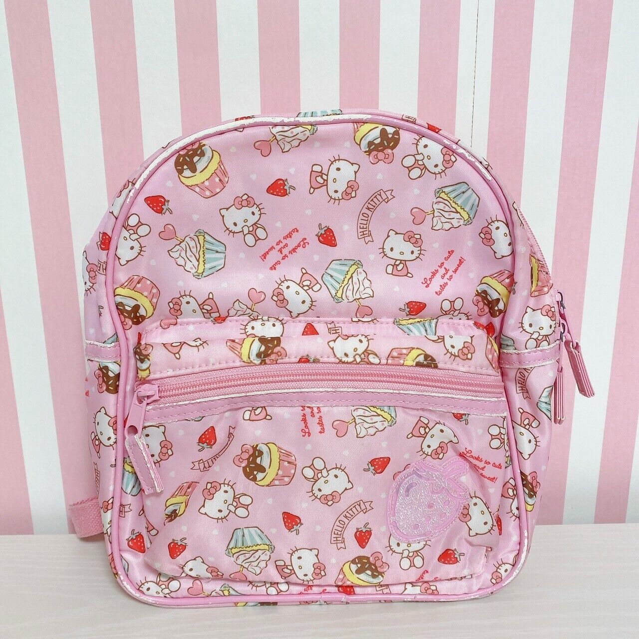 Sanrio Hello Kitty Backpack Rucksack Bag Pink Cupcake Strawberry Character Rare