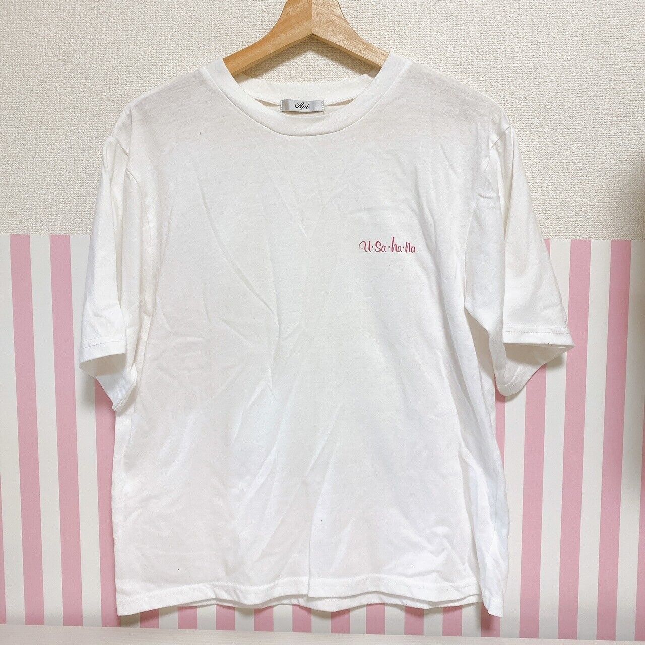 Sanrio Usahana T-shirt M White Clothing Pink Purple Yellow Kawaii Rabbit Rare