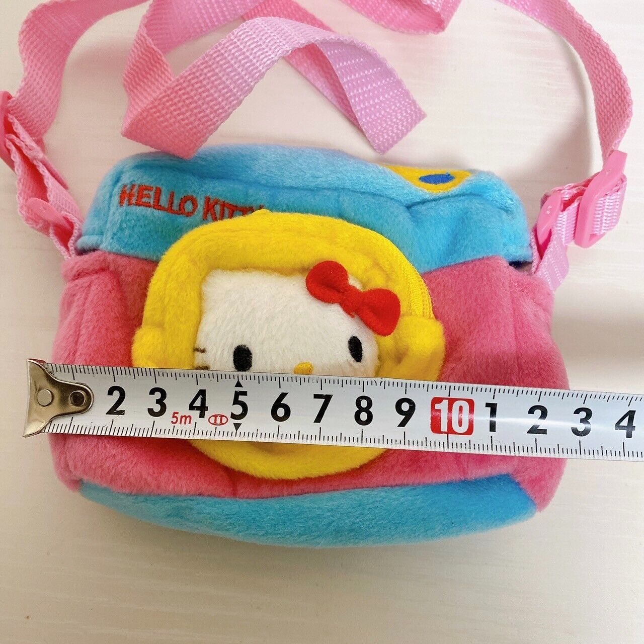 Sanrio Hello Kitty Camera Pouch Shoulder Bag Ribbon Pink Yellow Blue Fluffy Rare