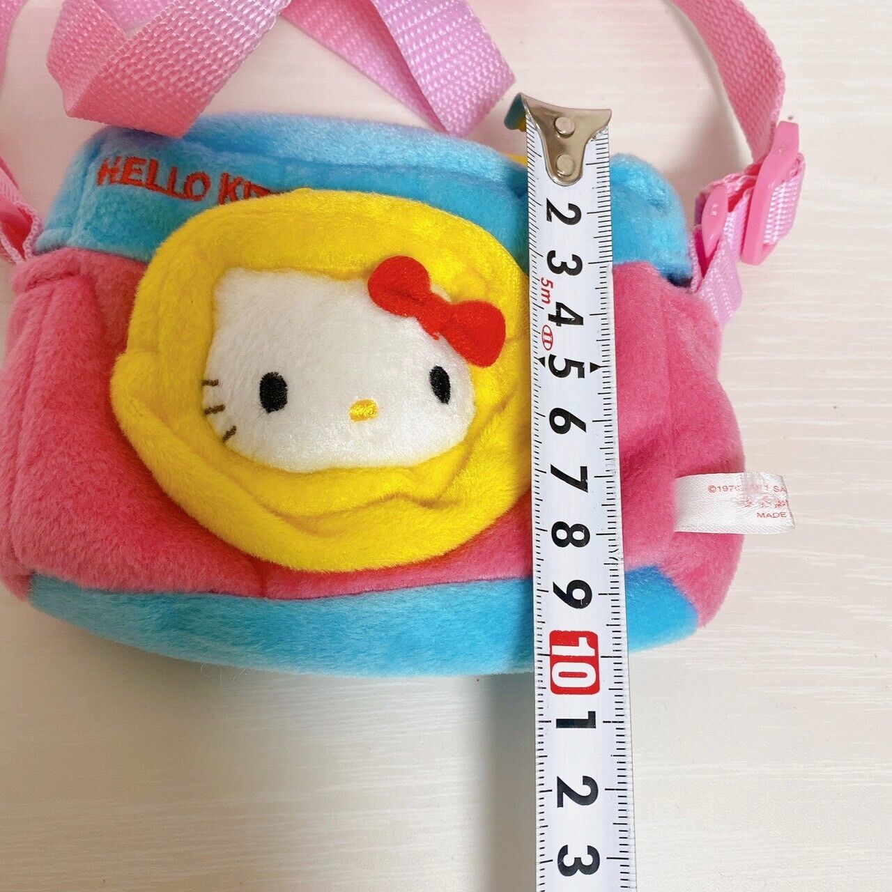 Sanrio Hello Kitty Camera Pouch Shoulder Bag Ribbon Pink Yellow Blue Fluffy Rare